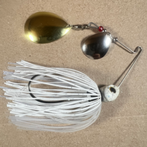 3/8oz Bingo White Satin Shad Double Colorado Spinnerbait
